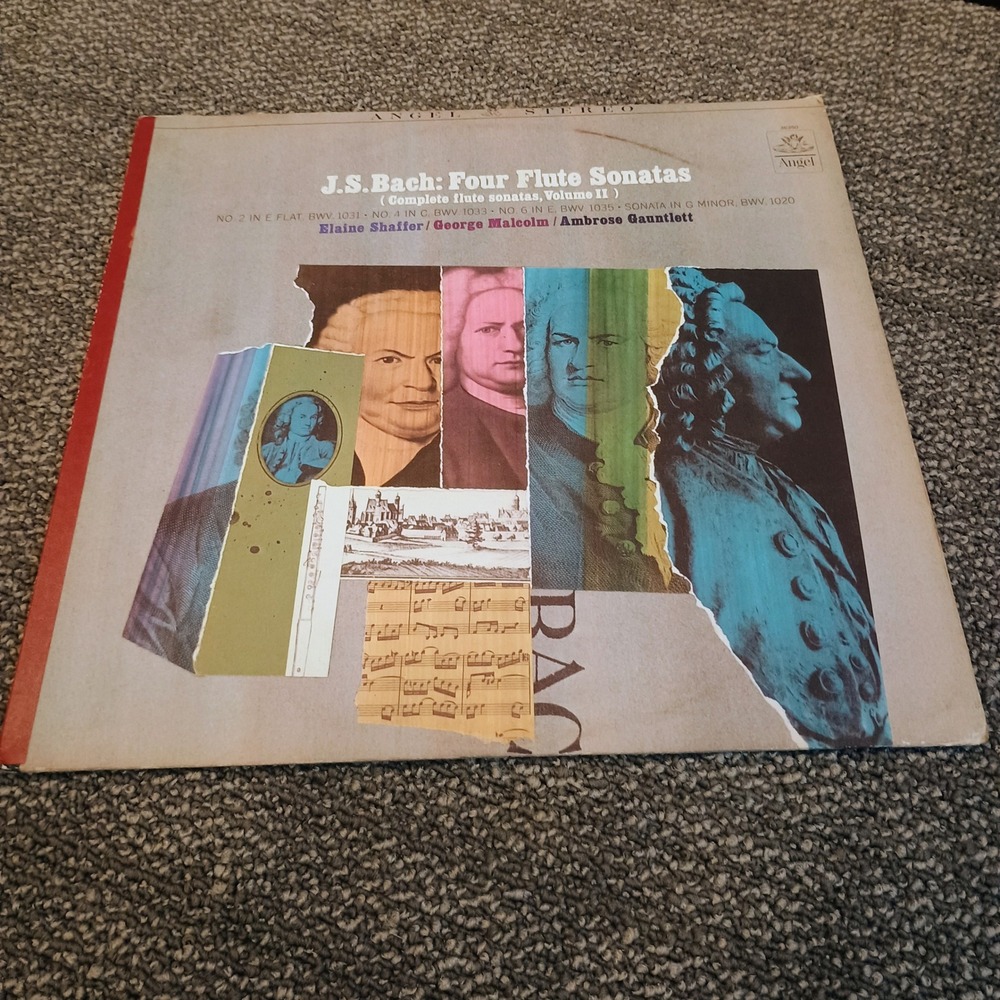 JS Bach Four Flute Sonatas Elaine Shaffer George Malcolm Angel Vinyl LP S-36350